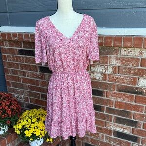 REBECCA MINKOFF Sorcha Printed Flutter-sleeve Dress In Pink Multi Women's Size M